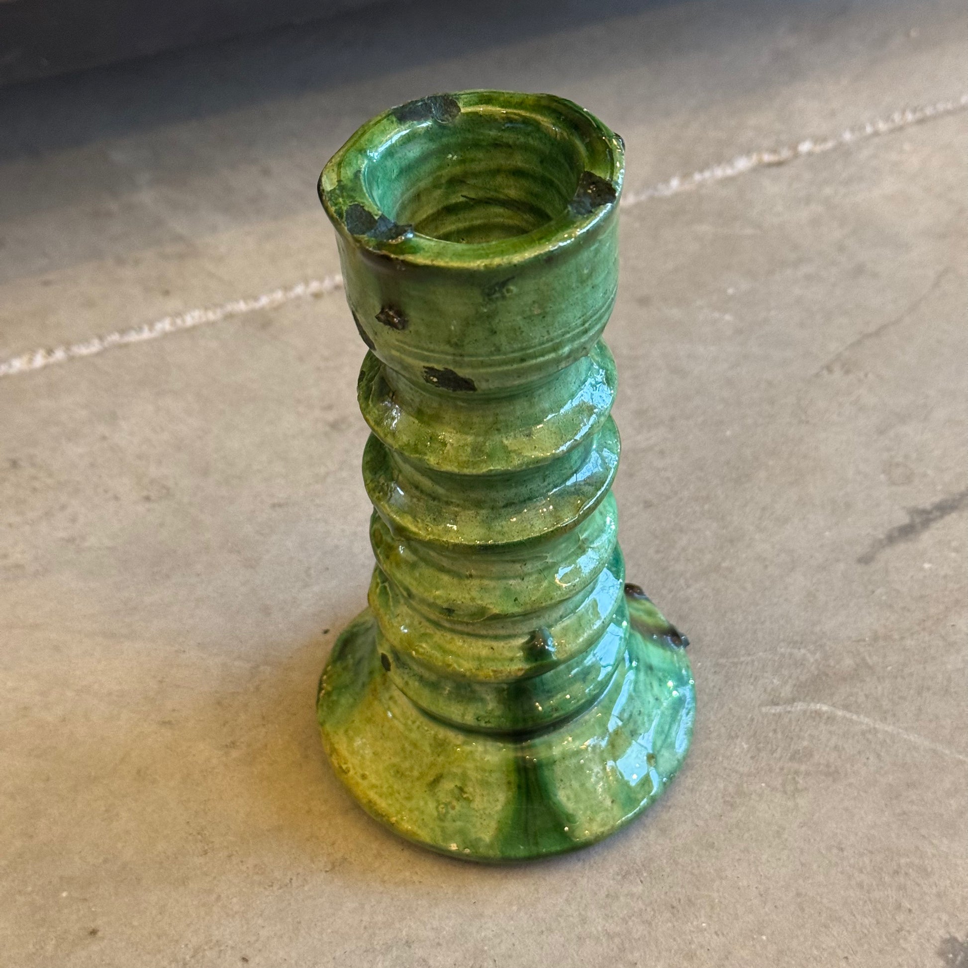 BOUGEOIR EN POTERIE DE TAMEGROUTE STRIE PETIT- LA PETITE BOITE JAUNE
