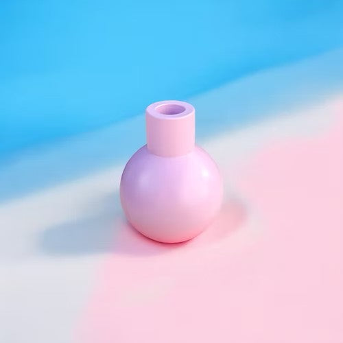 Bougeoir rond en acier thermolaqué, couleurs lilas, haut. 