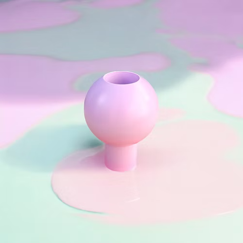 Bougeoir rond en acier thermolaqué, couleurs lilas, bas. 