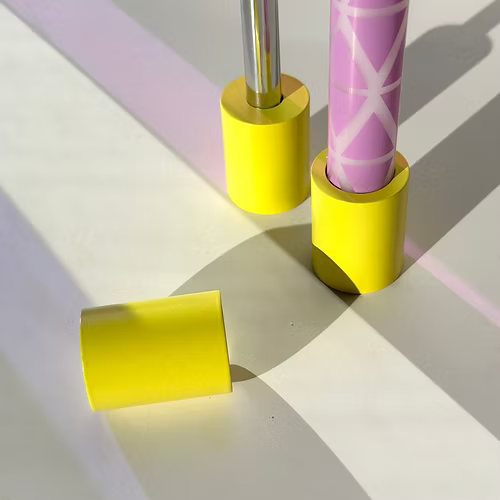 Bougeoir tube empilable, couleurs jaune, haut et bas.