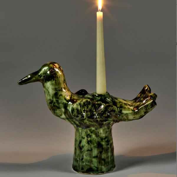 BOUGEOIR VERT EN FORME D'OISEAU SERAX