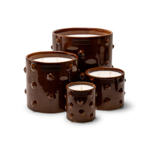 Bougies artisanales marocaines en céramique marron - Parfum Moka