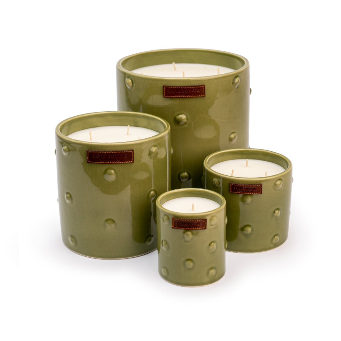 Bougies artisanales en céramique verte - Parfum Herbes fraîches