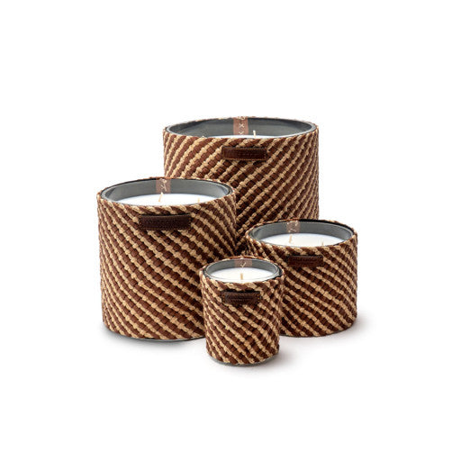 Bougies artisanales en raphia tressé - Parfum Ambre