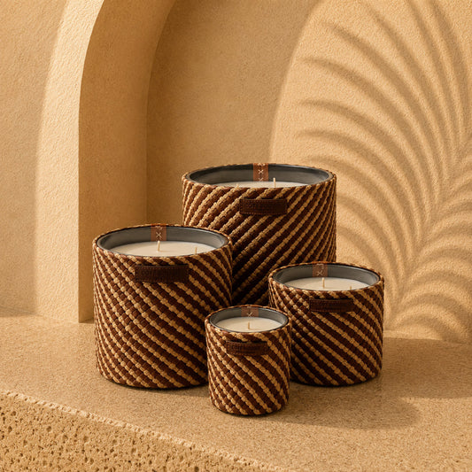 Bougies artisanales en raphia tressé - Parfum Ambre