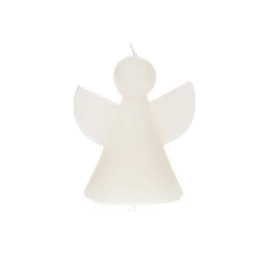 Bougie à poser en forme d'ange minimaliste blanc.