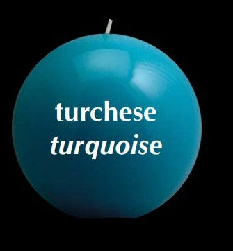 BOUGIE BOULE BRILLANTE BLEU TURQUOISE LA PETITE BOITE JAUNE