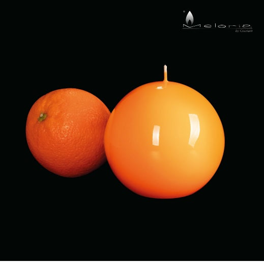 BOUGIE BOULE BRILLANTE ORANGE - LA PETITE BOITE JAUNE