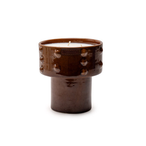 Bougies artisanales marocaines en céramique marron - Parfum Moka