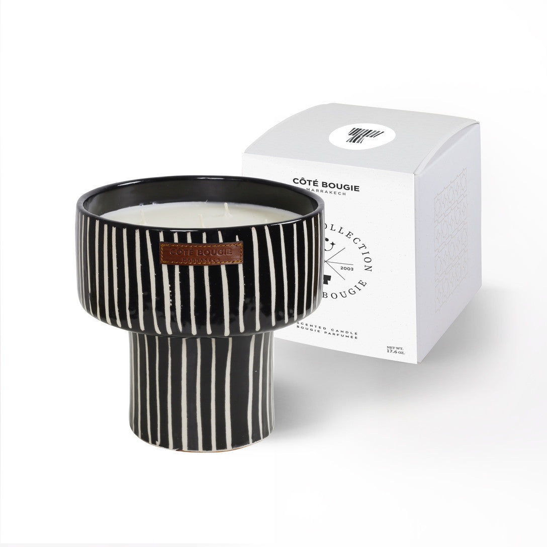 Bougies artisanales marocaines zébrées - Parfum Mandarine Majorelle