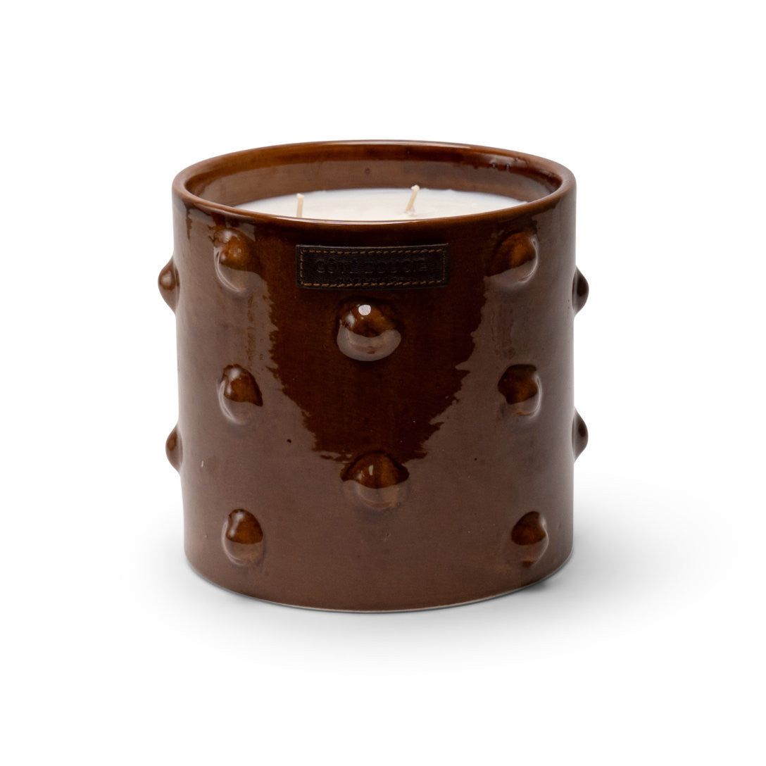 Bougies artisanales marocaines en céramique marron - Parfum Moka