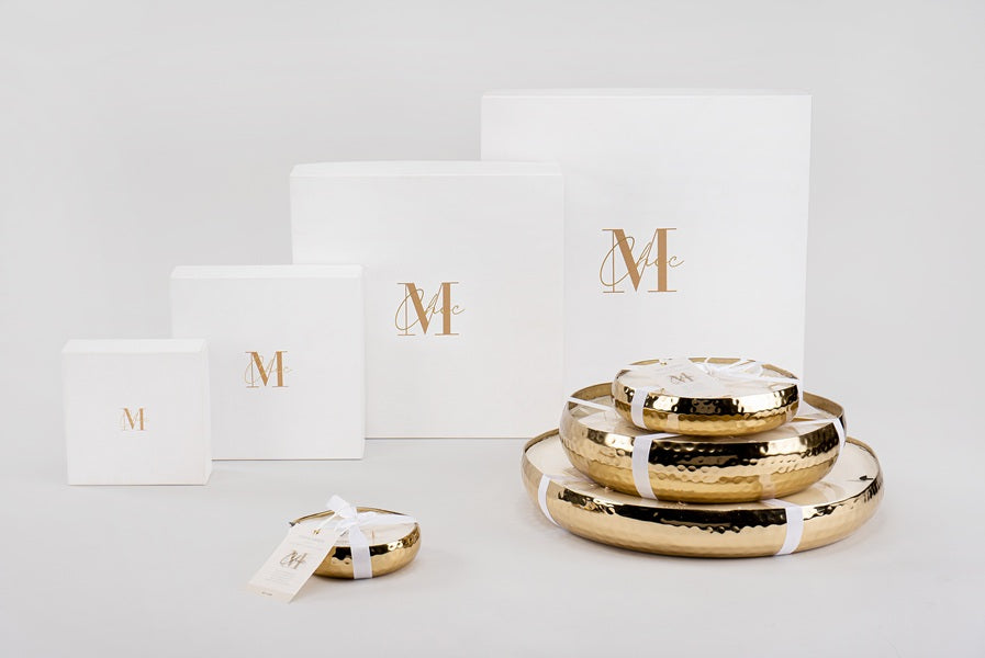 Bougie parfumée en métal martelé doré - 3 Tailles