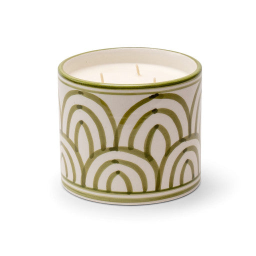 Bougies artisanales en céramique peinte Atlas - Parfum Menthe & Thé
