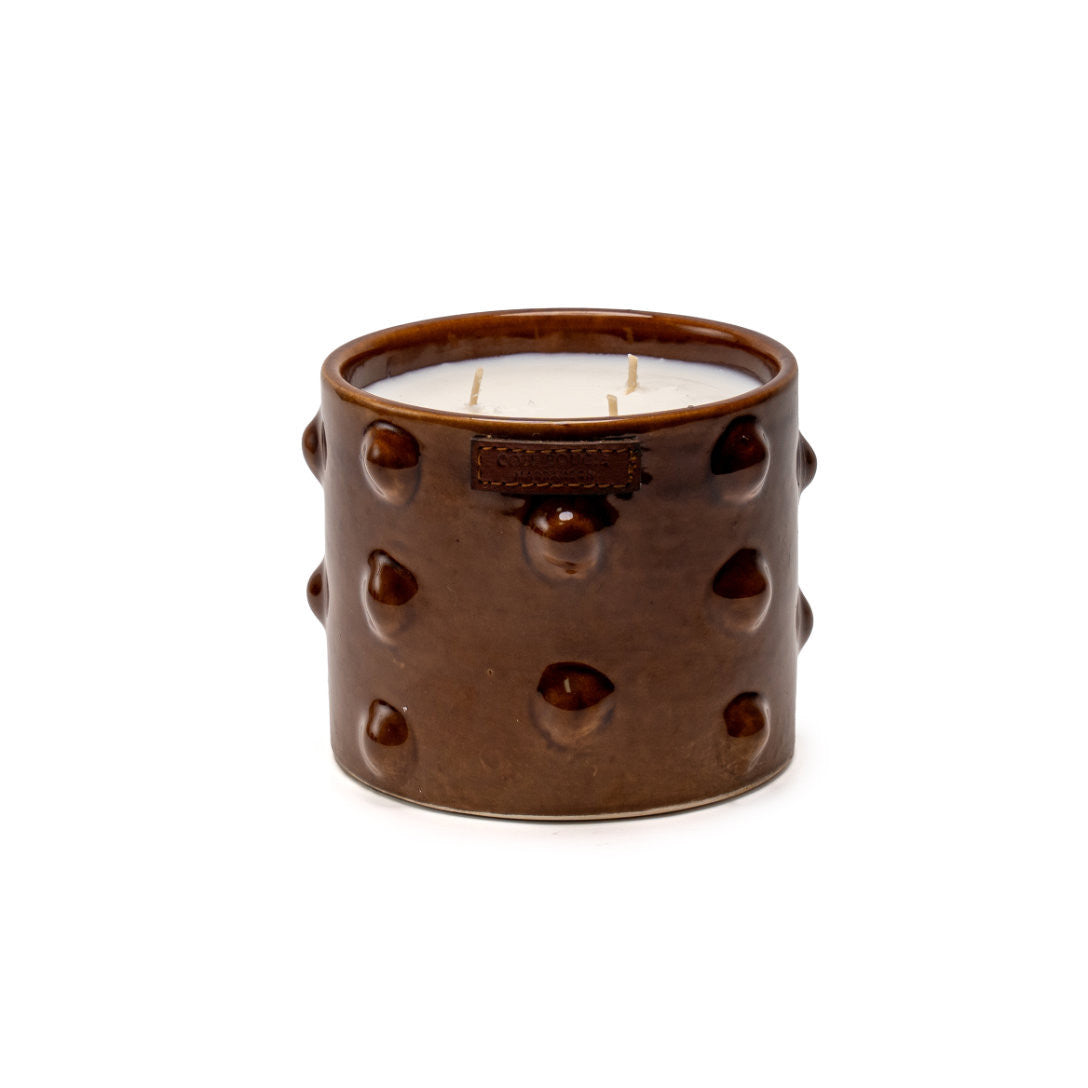 Bougies artisanales marocaines en céramique marron - Parfum Moka