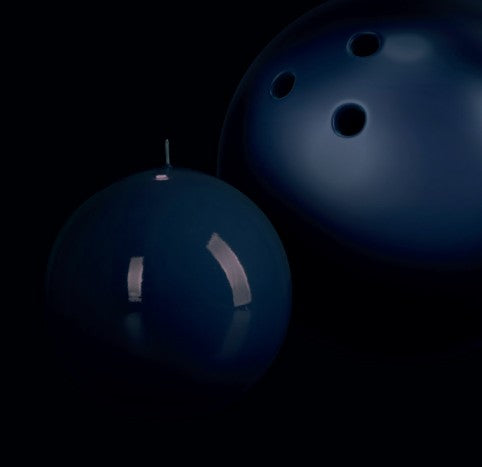 BOUGIE RONDE BRILLANTE BLEU MARINE - LA PETITE BOITE JAUNE