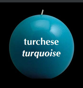 BOUGIE RONDE BRILLANTE BLEU TURQUOISE - LA PETITE BOITE JAUNE