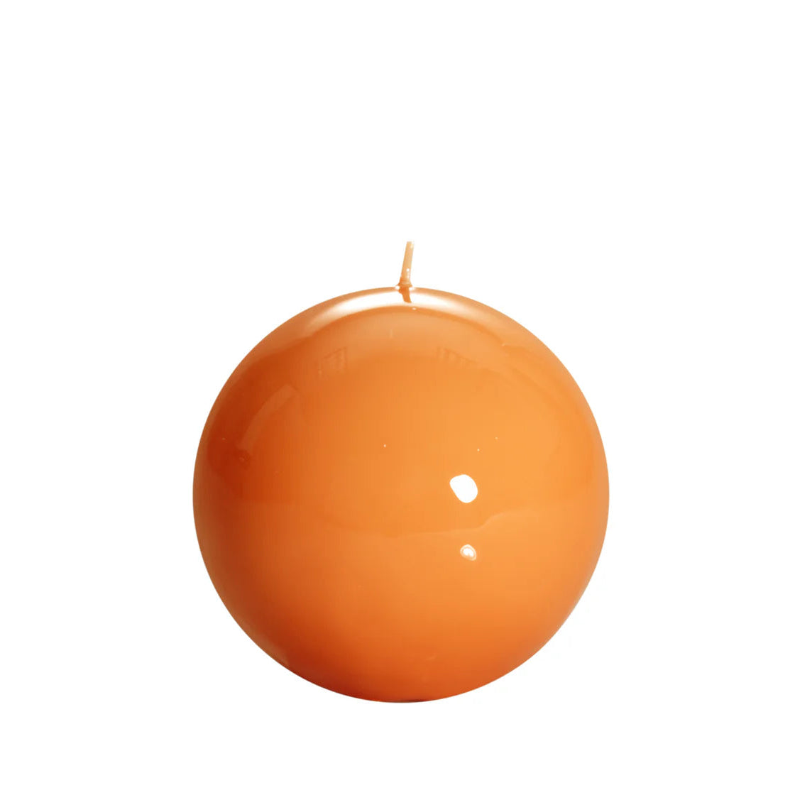 Bougie ronde brillante, coloris orange. 