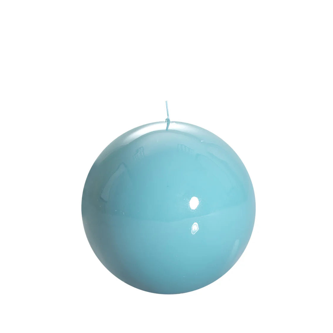 Bougie ronde brillante, coloris bleu clair. 