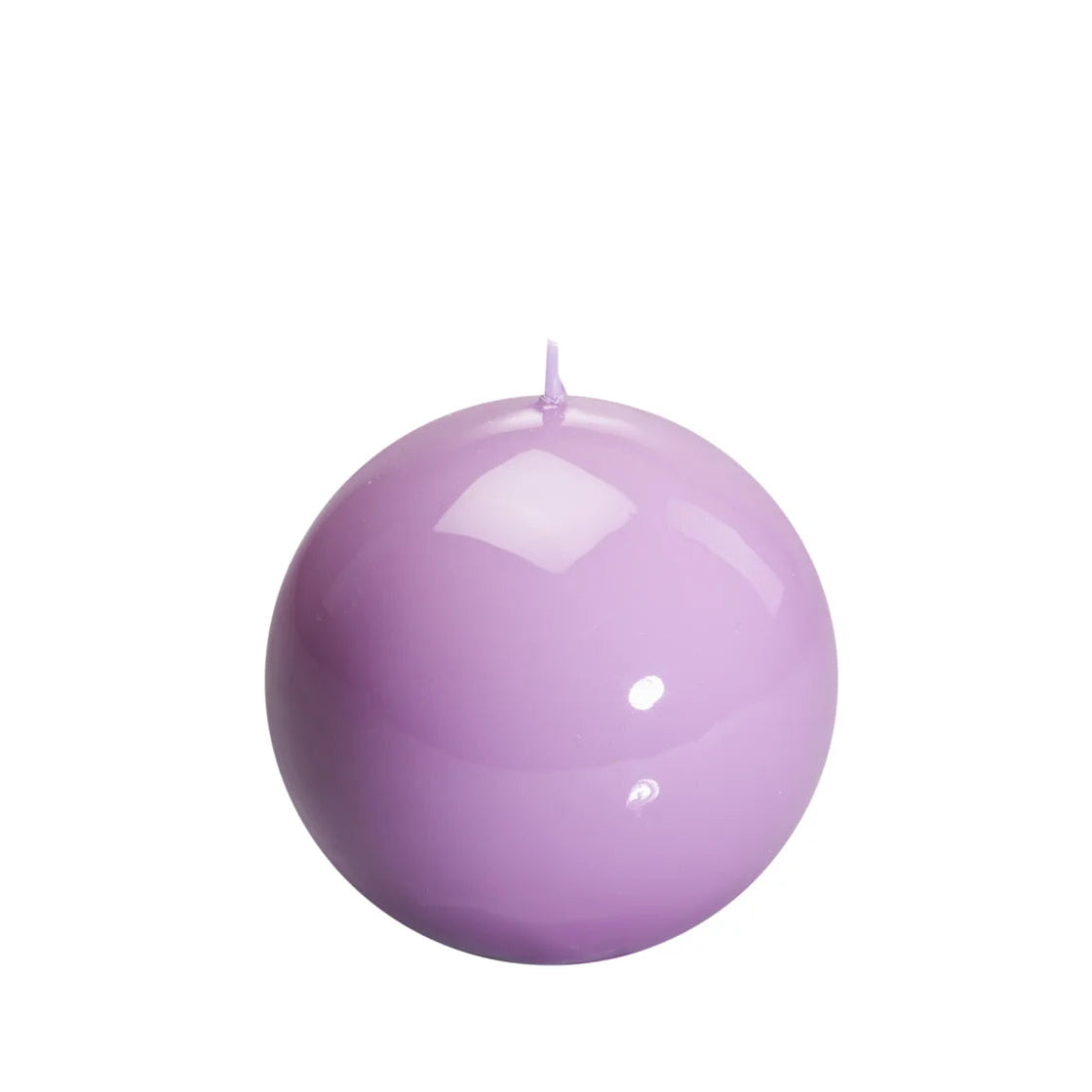 Bougie ronde brillante, coloris lilas. 