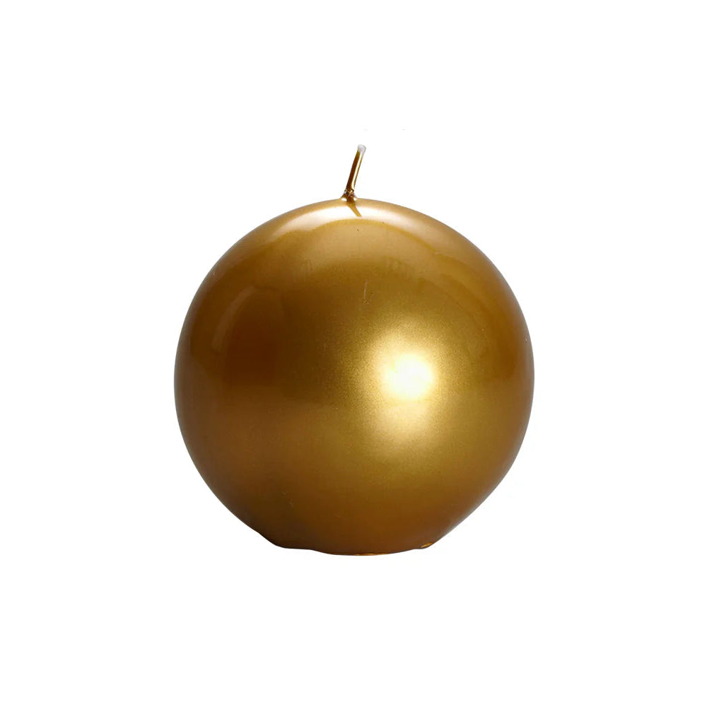 Bougie ronde brillante, coloris or. 