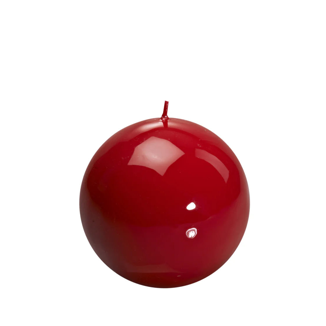 Bougie ronde brillante, coloris rouge. 