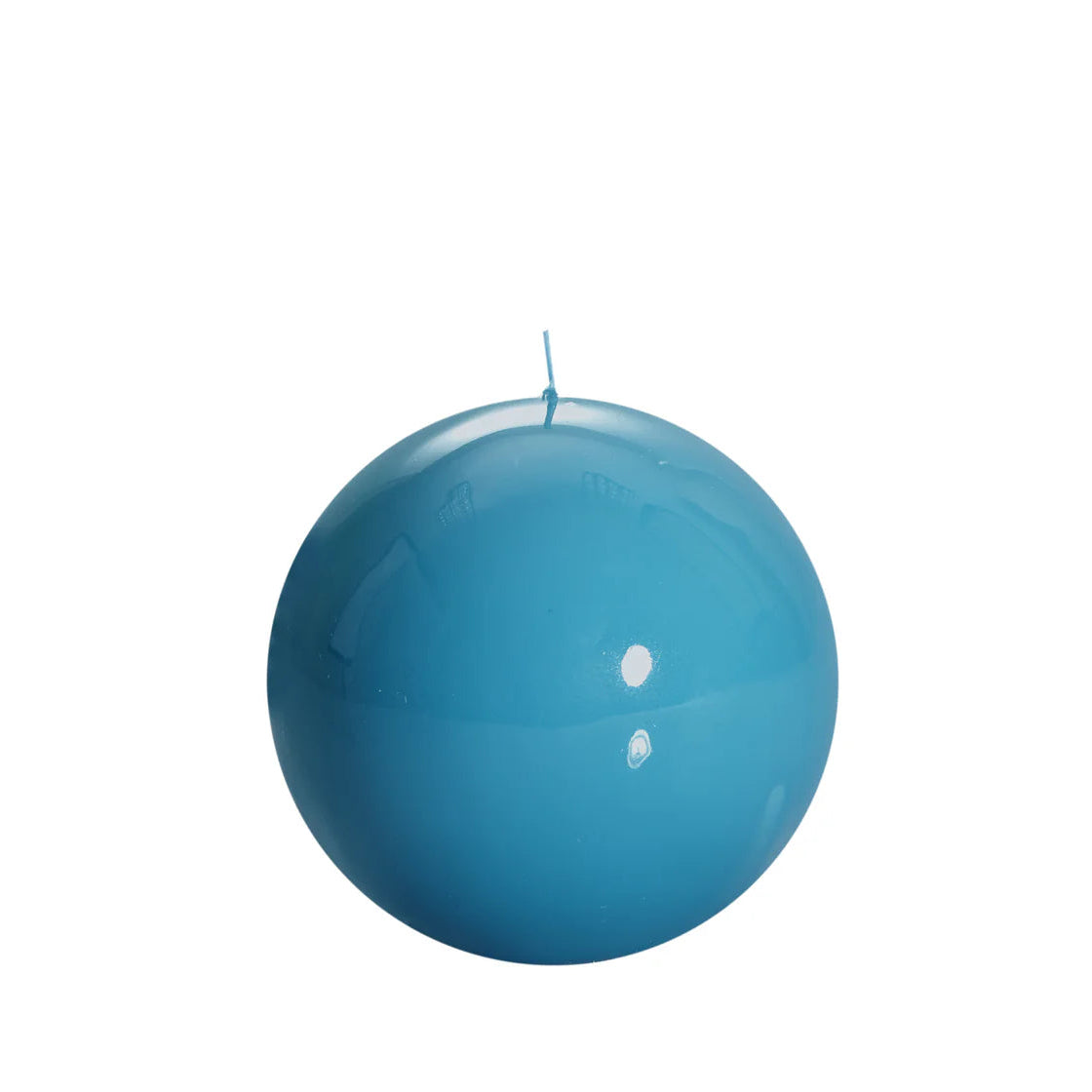 Bougie ronde brillante, coloris bleu turquoise. 