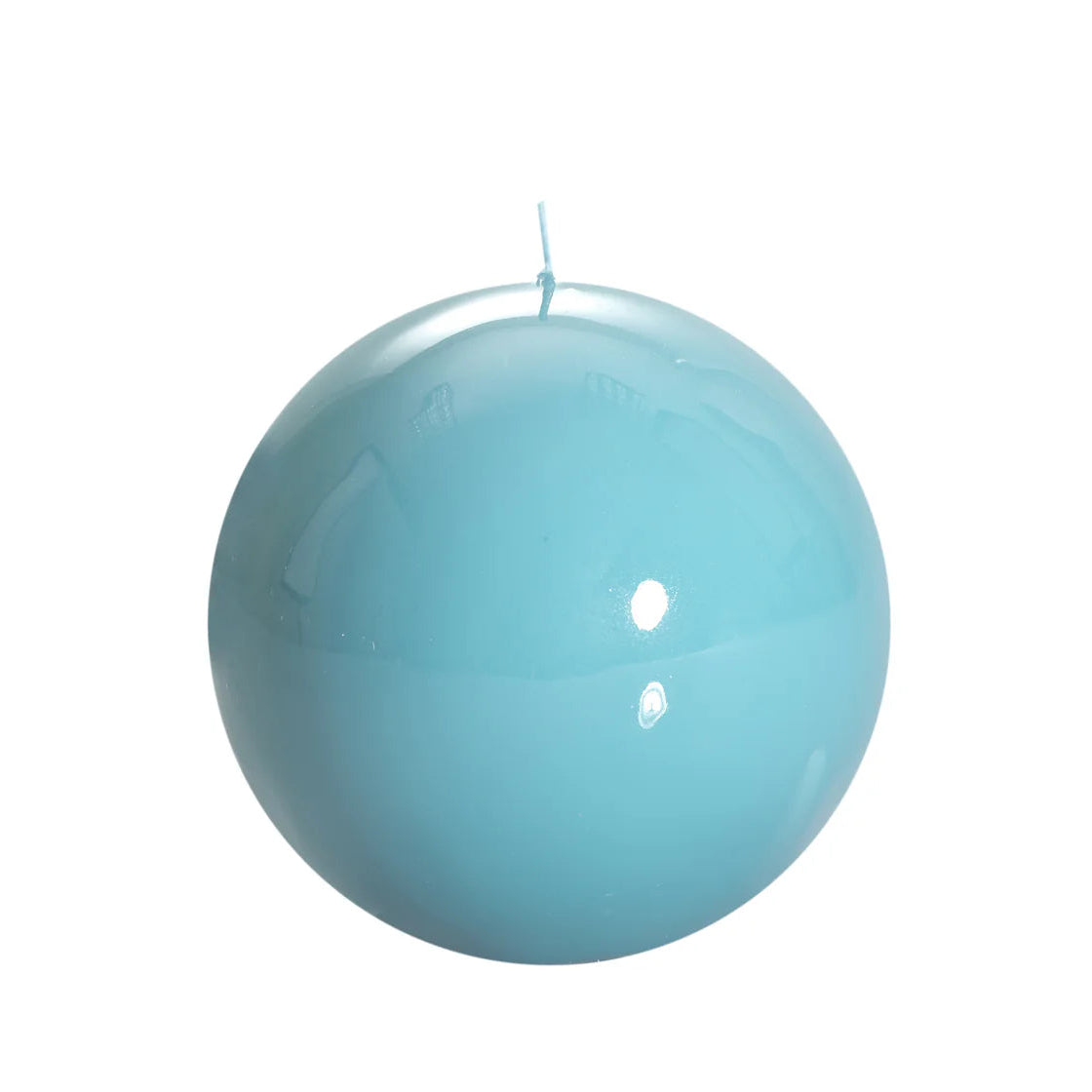 Bougie ronde brillante, coloris bleu ciel. 