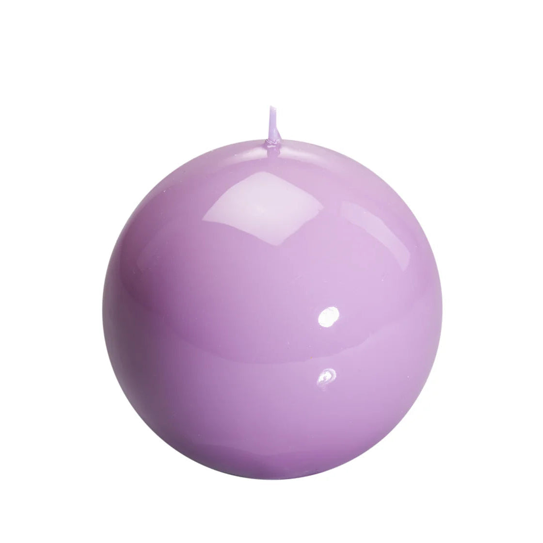 Bougie ronde brillante, coloris lilas. 