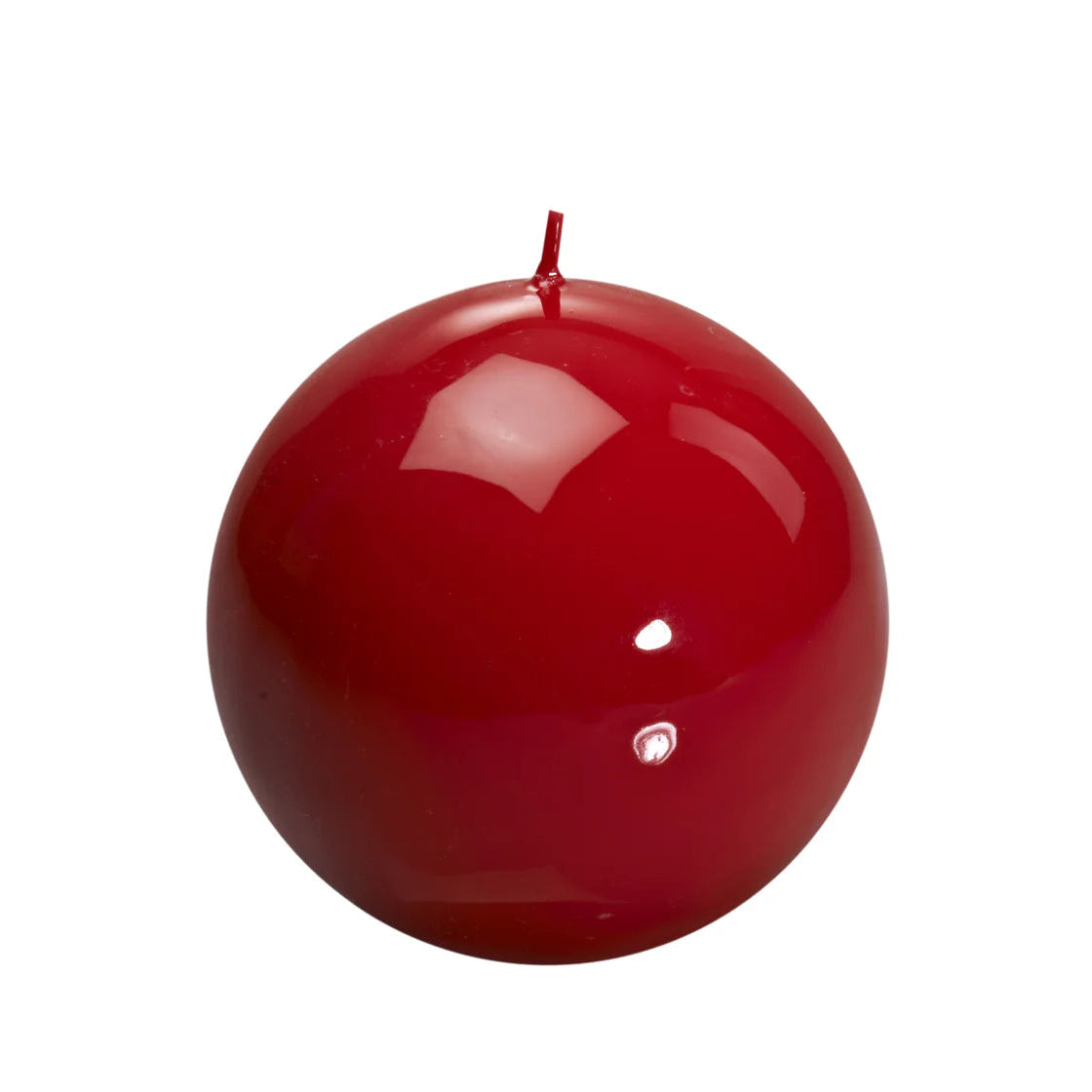 Bougie ronde brillante, coloris rouge. 