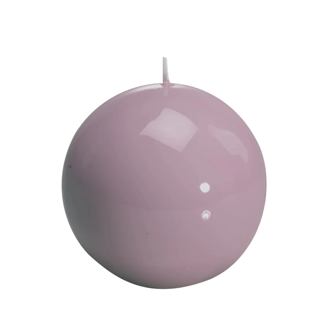 Bougie ronde brillante, coloris rose tourterelle. 