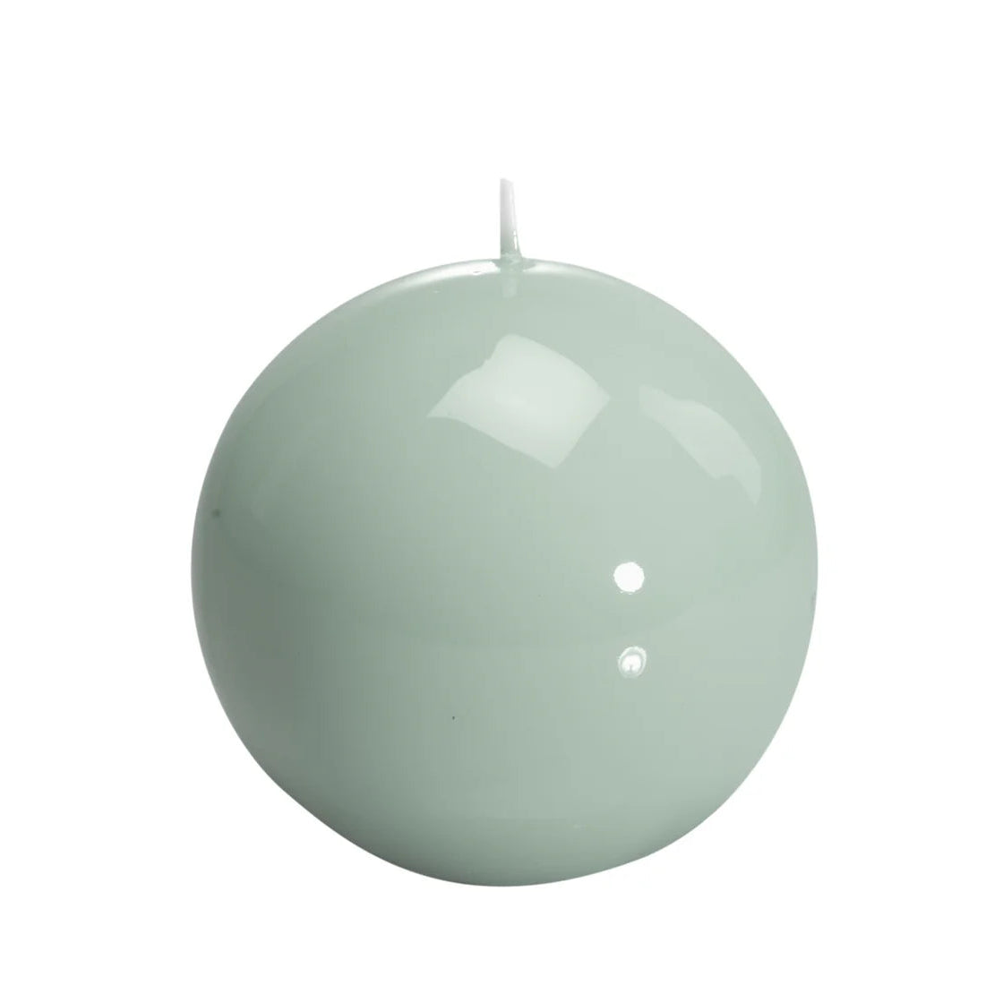 Bougie ronde brillante, coloris vert d'eau. 