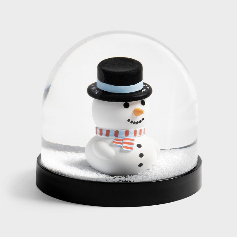 Boule à neige Klevring, avec un bonhomme de neige sous la neige.