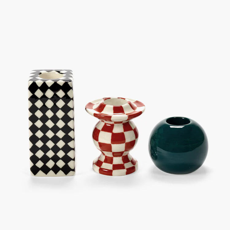 set de 3 bougeoirs graphiques serax