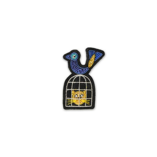 Broche Oiseau et chat en cage MACON ET LESQUOY - LA PETITE BOITE JAUNE
