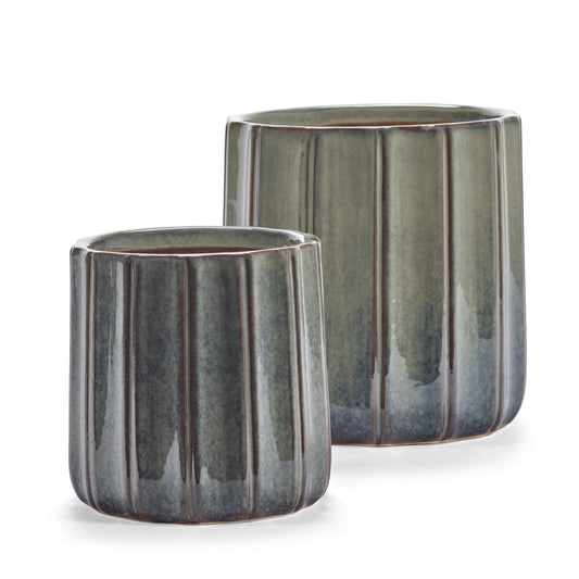 CACHE POT GRIS BLEU DESIGN SERAX LA PETITE BOITE JAUNE