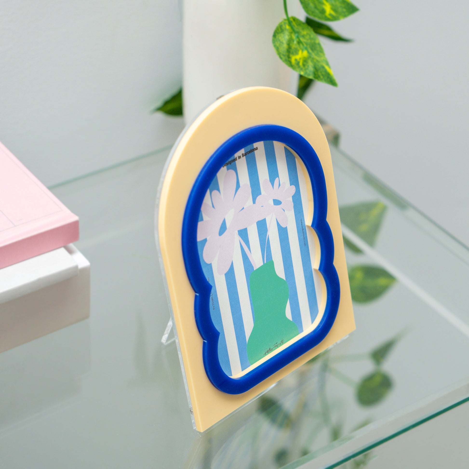 CADRE DESIGN BICOLORE BEIGE BLEU - LA PETITE BOITE JAUNE