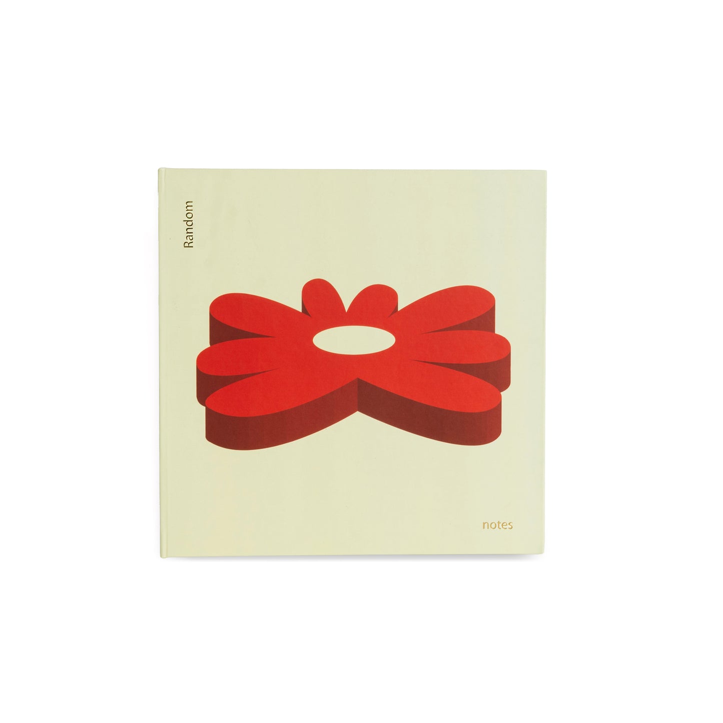 Carnet carré à la couverture rigide avec une marguerite rouge sur la couverture. 