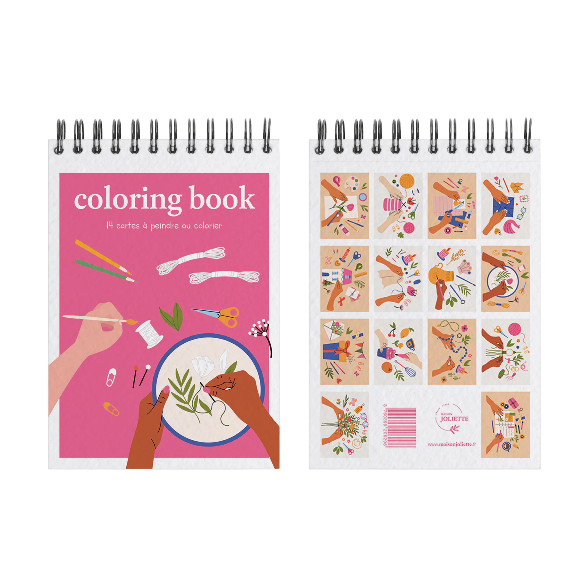 Carnet de coloriage à spiral, 14 pages épaisses détachables, modèle DO IT YOURSELF.