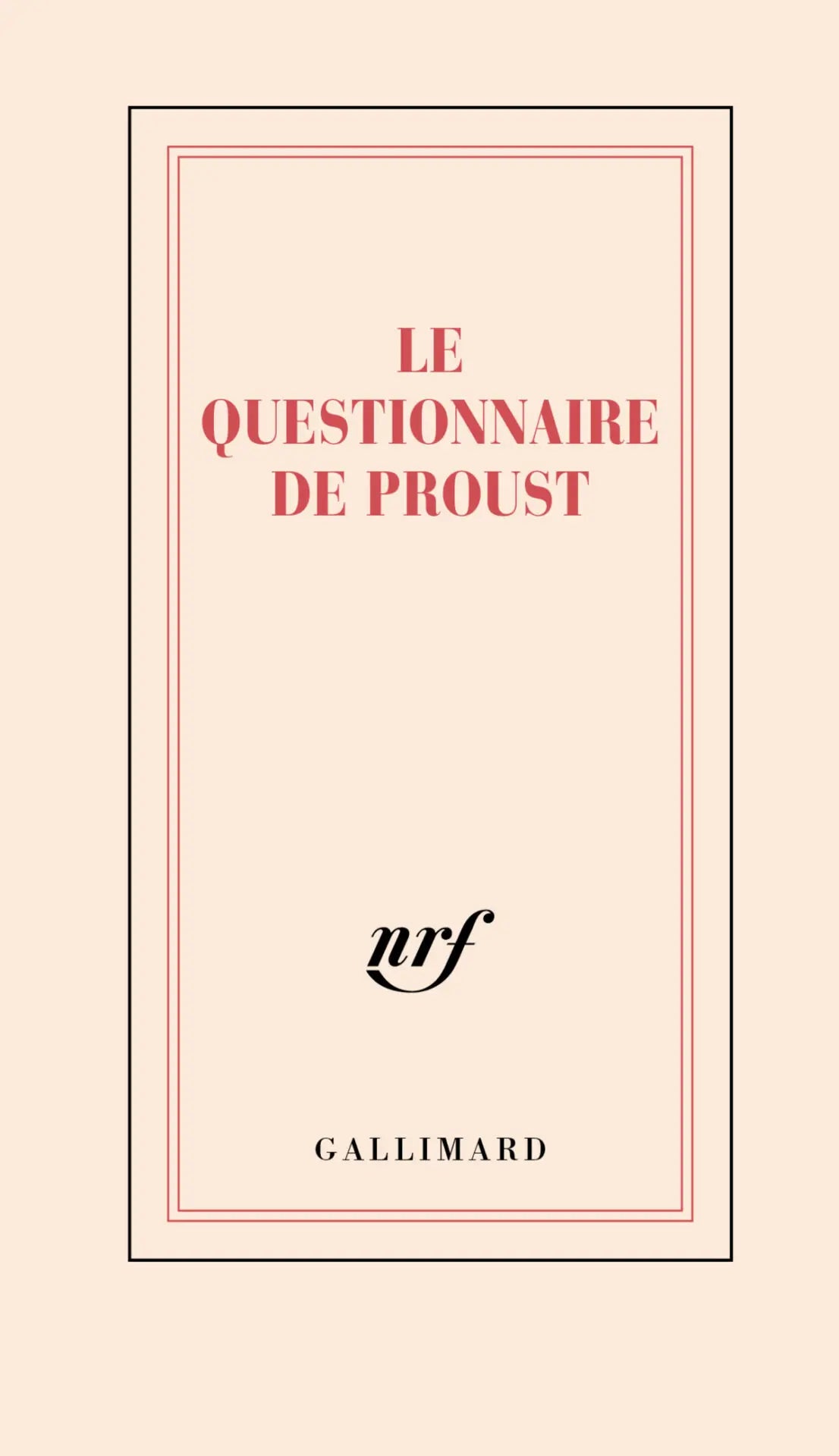 Carnet "Le Questionnaire de Proust" - Gallimard