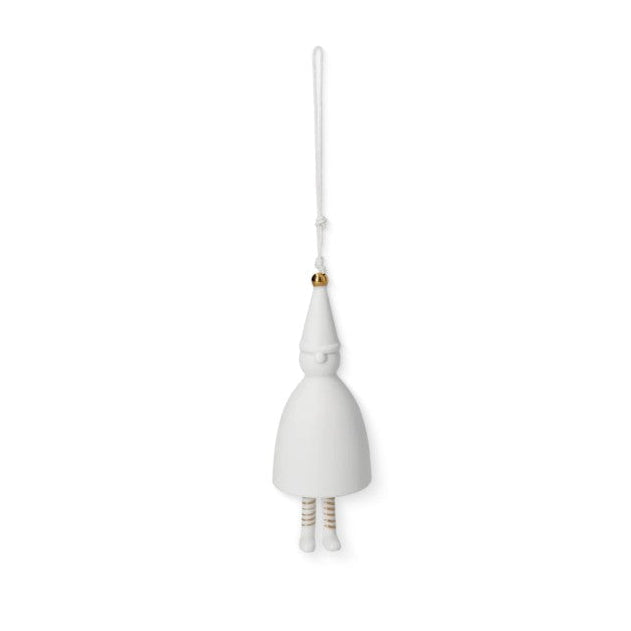 Cloche en porcelaine en forme de lutin minimaliste, à suspendre dans le sapin ou ailleurs.