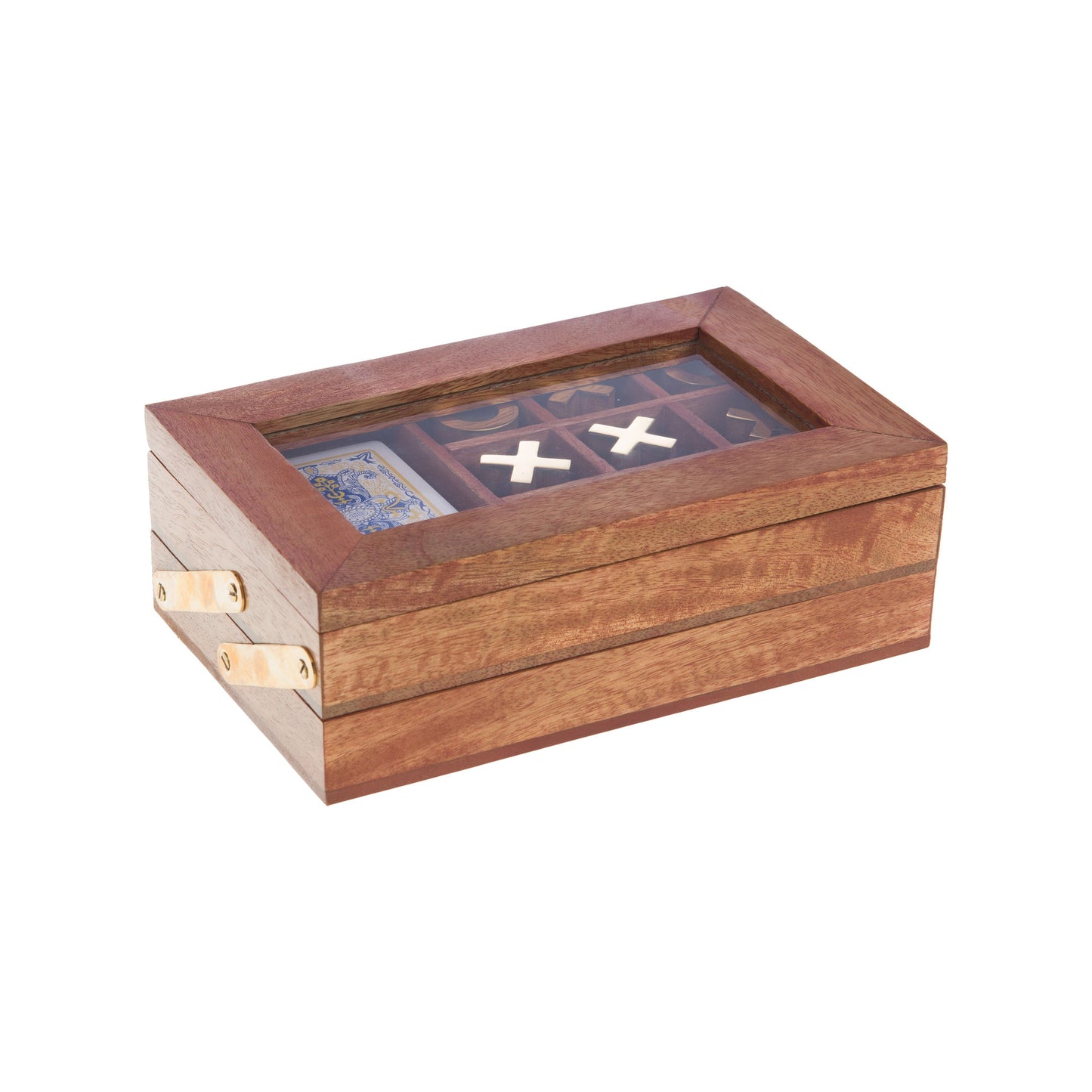 COFFRET COMPLET DE JEU EN BOIS : CARTE, DOMINOS , tic tac toe - LA PETITE BOITE JAUNE