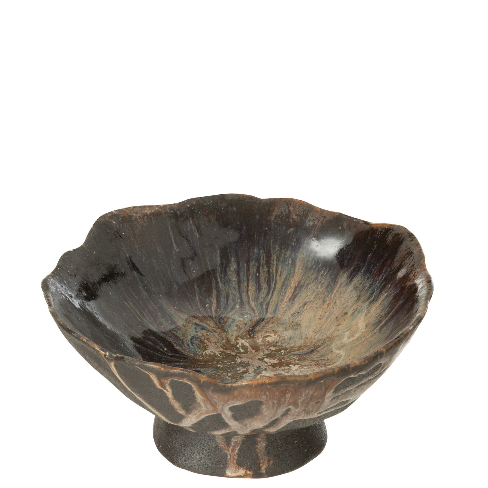 Coupelle décorative en céramique brun et noir. 