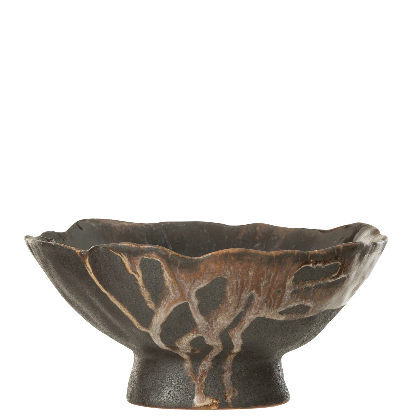 Coupelle décorative en céramique brun et noir. 