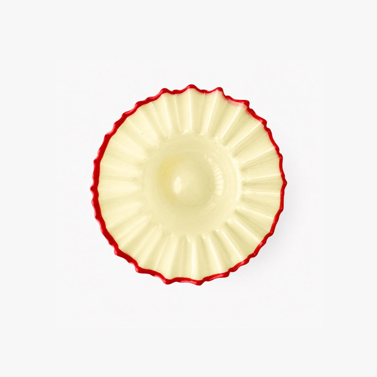 Coupelle à collerette en verre jaune beurre