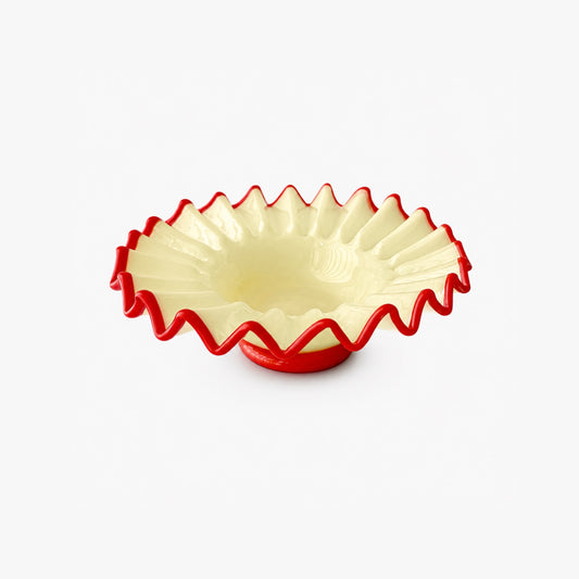 Coupelle à collerette en verre jaune beurre