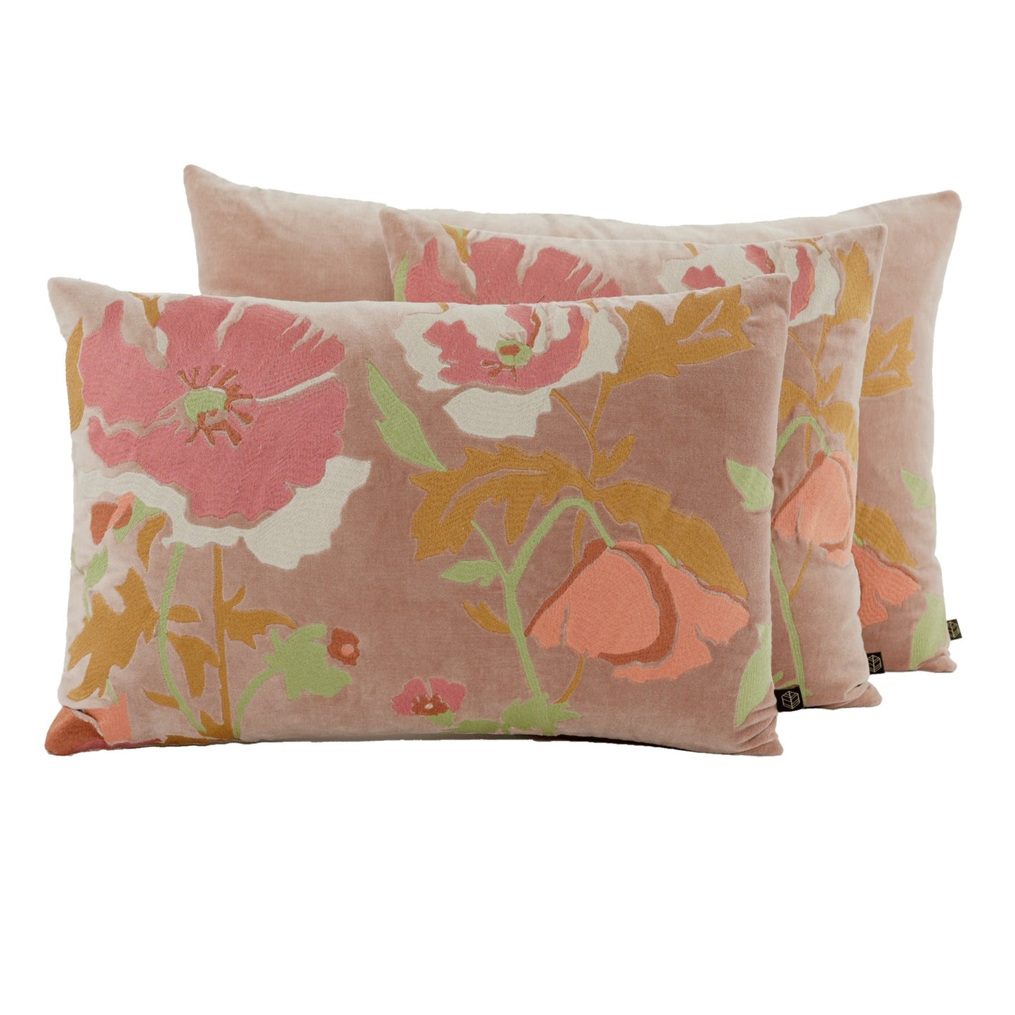 Coussin carré en velours imprimé fleuri, modèle Bristol - Haomy