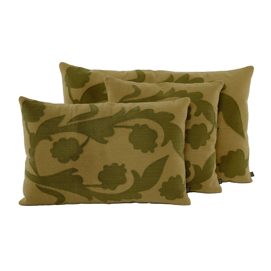 Coussin carré imprimé vert kaki, modèle Odyssée de chez Haomy