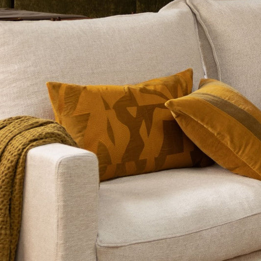 Coussin rectangulaire en velours graphique, modèle Milton- Haomy