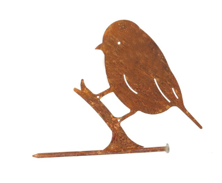 Moineau taille M en métal rouillé trompe l'oeil pour votre jardin