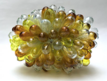Lampe grappe en Goutte de Verre Recyclé soufflé à la bouche transparent, ambre et citron